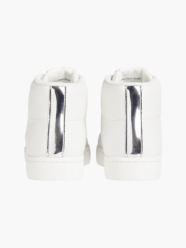 WHITE/SILVER Skórzane buty sportowe za kostkę dla Kobiety CALVIN KLEIN JEANS