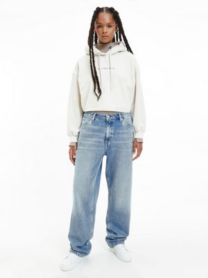 WHITE/SILVER Skórzane buty sportowe za kostkę dla Kobiety CALVIN KLEIN JEANS