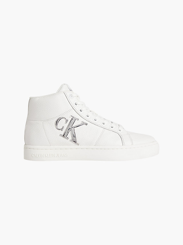 White/silver Leren High-Top Sneakers undefined dames Calvin Klein