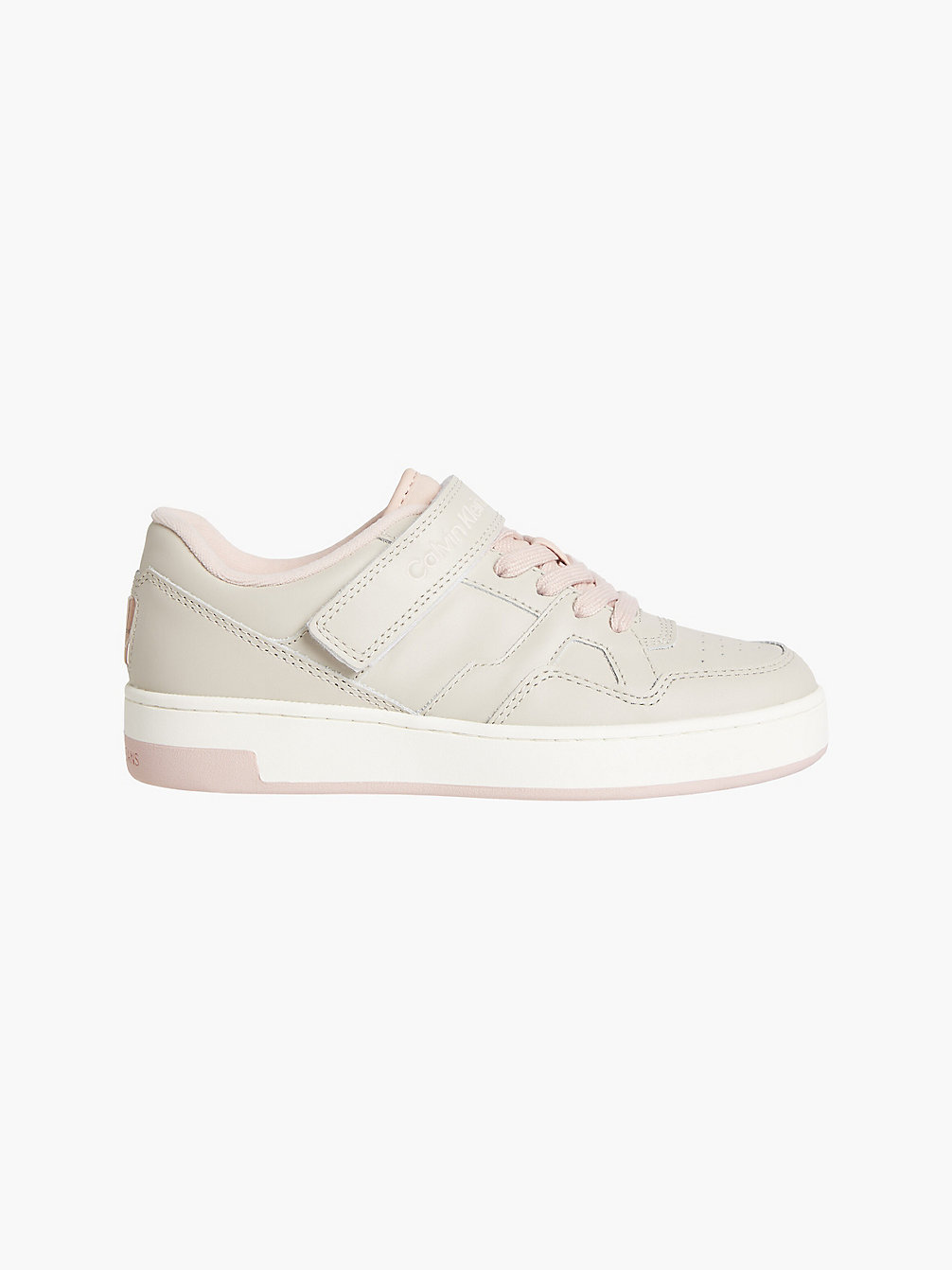 EGGSHELL/PINK BLUSH Leather Trainers undefined women Calvin Klein