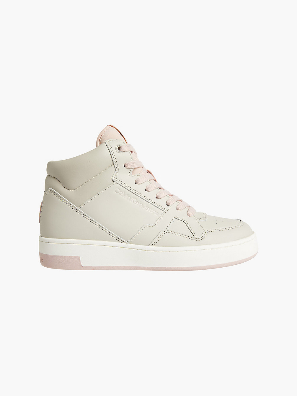 EGGSHELL/PINK BLUSH Leather High-Top Trainers undefined women Calvin Klein