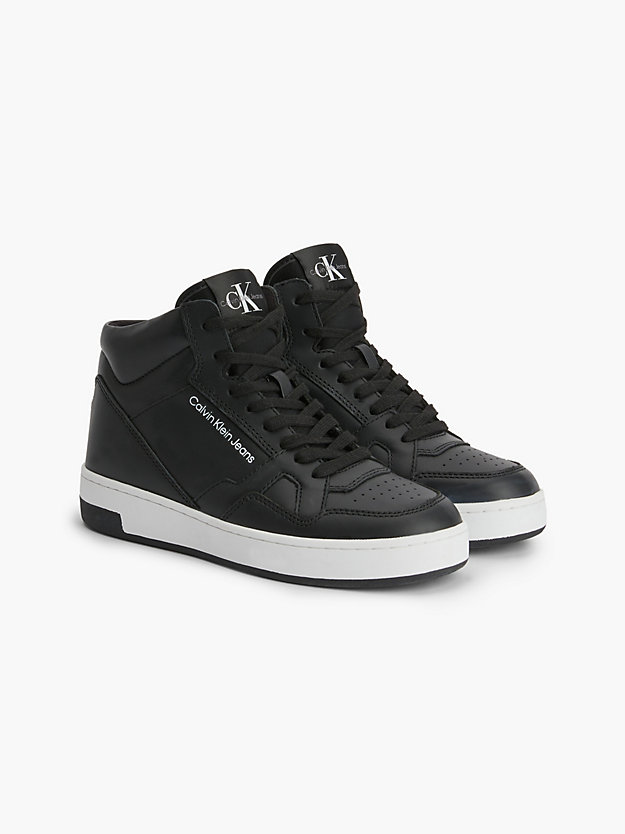 BLACK Leather High-Top Trainers for women CALVIN KLEIN JEANS