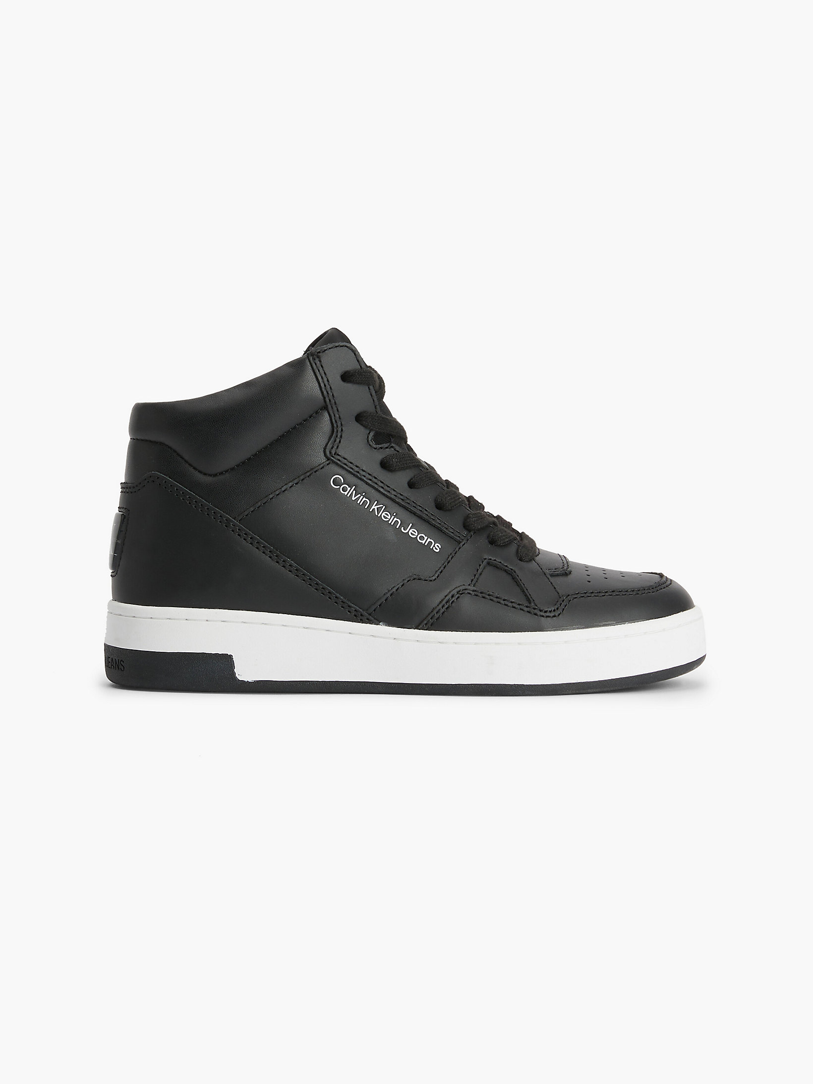 Black Leather High-Top Trainers undefined women Calvin Klein