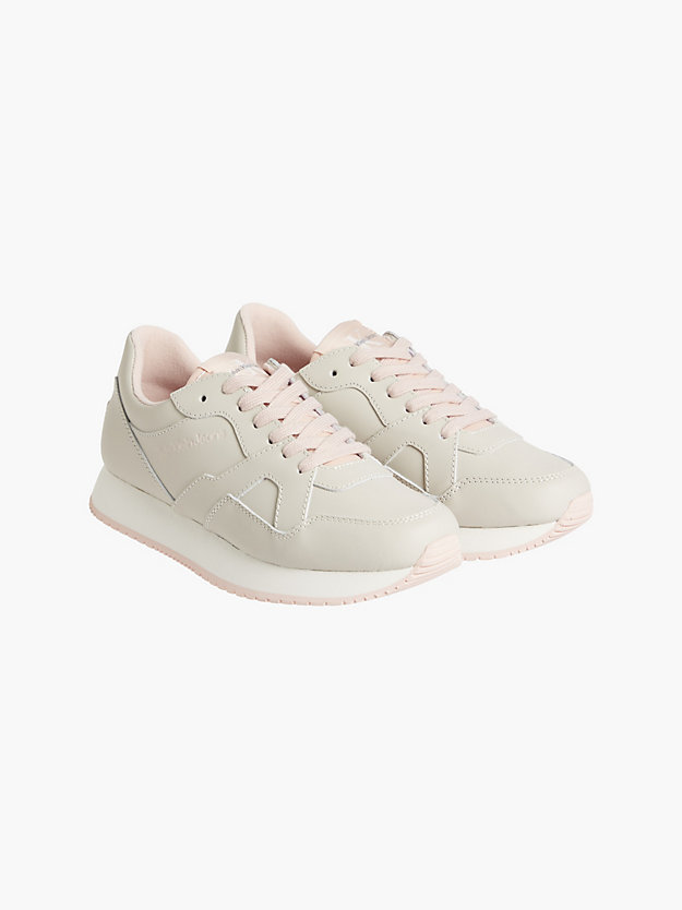 EGGSHELL/PINK BLUSH Leather Trainers for women CALVIN KLEIN JEANS