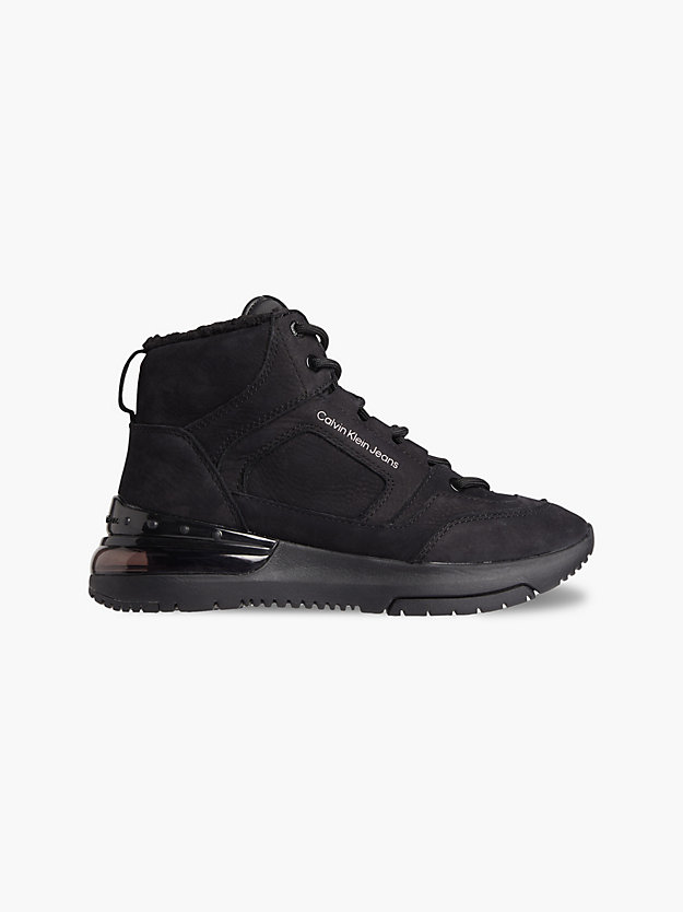 BLACK Leather Platform High-Top Trainers for women CALVIN KLEIN JEANS