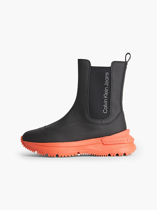 BLACK/CORAL ORANGE Leather Chunky Hybrid Boots for women CALVIN KLEIN JEANS