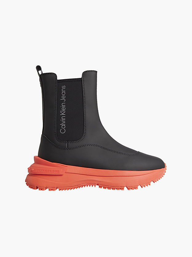 BLACK/CORAL ORANGE Leather Chunky Hybrid Boots for women CALVIN KLEIN JEANS