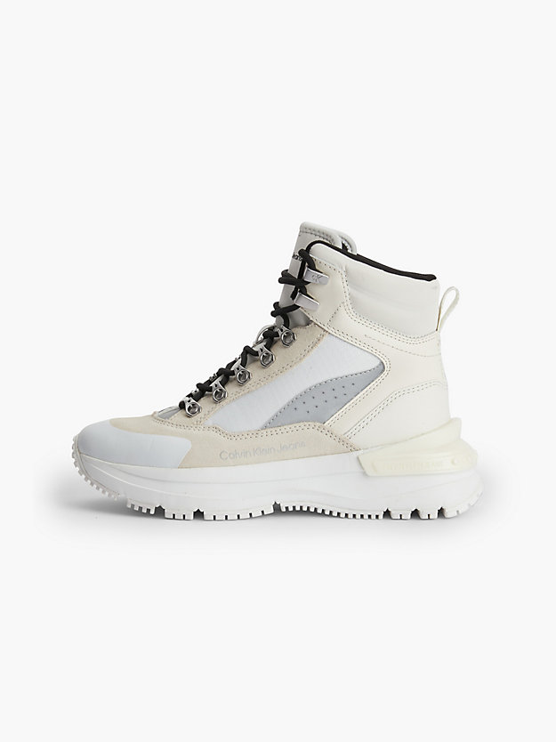 OFF WHITE/WHITE Suede Chunky Hybrid Boots for women CALVIN KLEIN JEANS