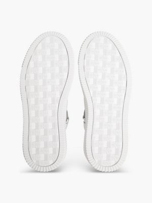 WHITE/SILVER Leather High-Top Trainers for women CALVIN KLEIN JEANS