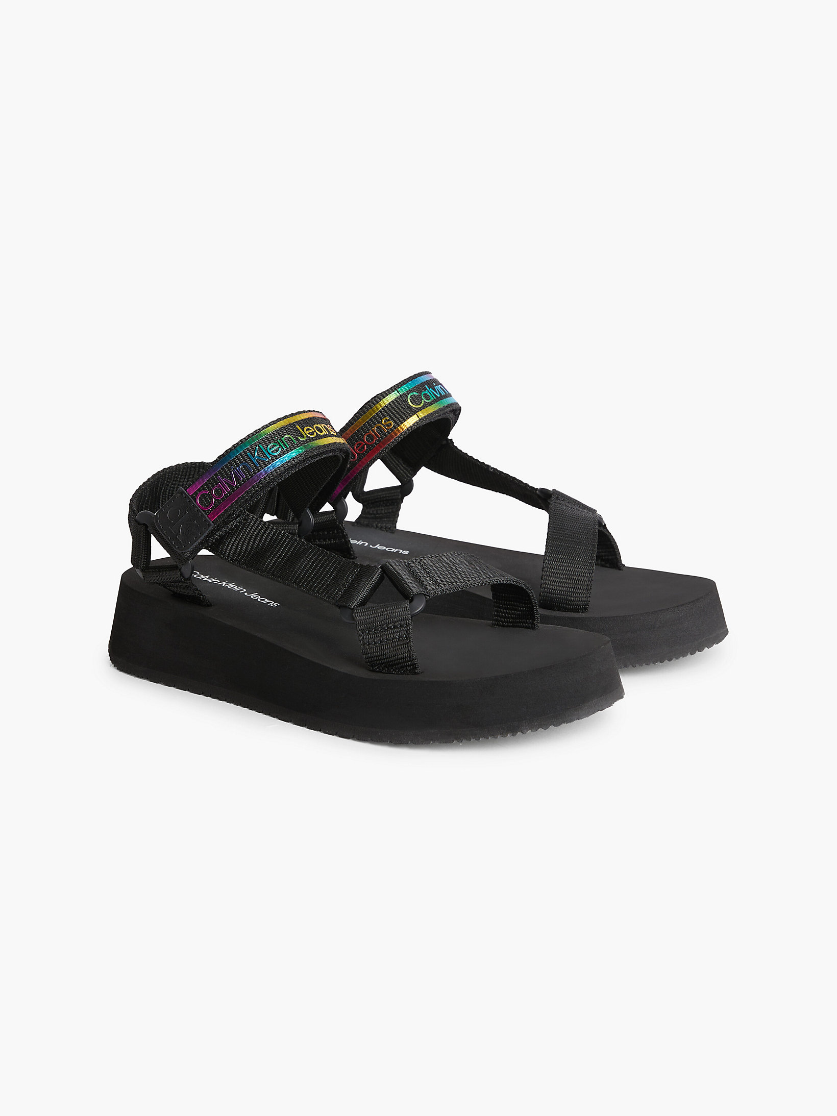 Black Recycled Webbing Sandals - Pride undefined women Calvin Klein