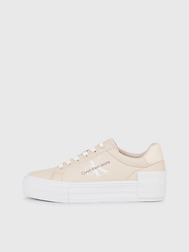 whisper pink/dew leather platform trainers for women calvin klein jeans