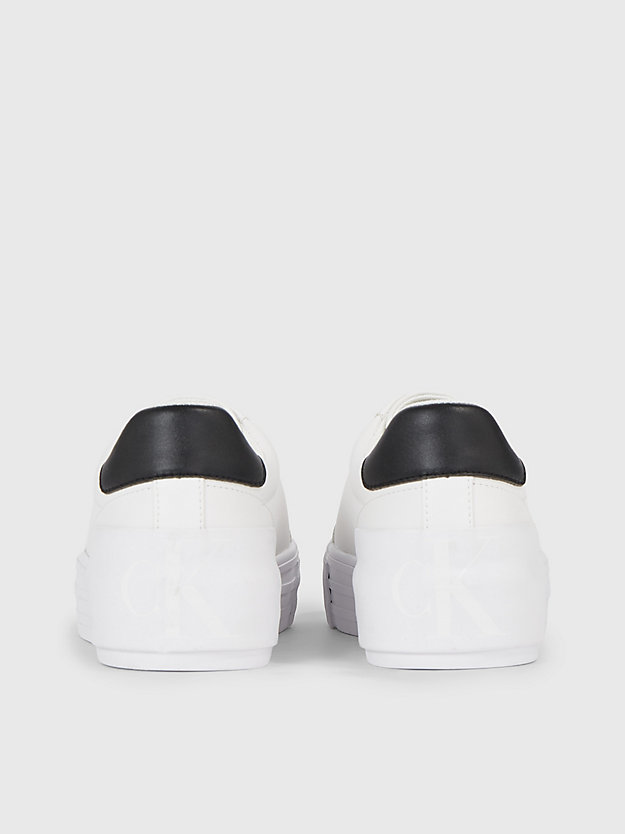 sneaker con platform in pelle bright white/black da donna calvin klein jeans