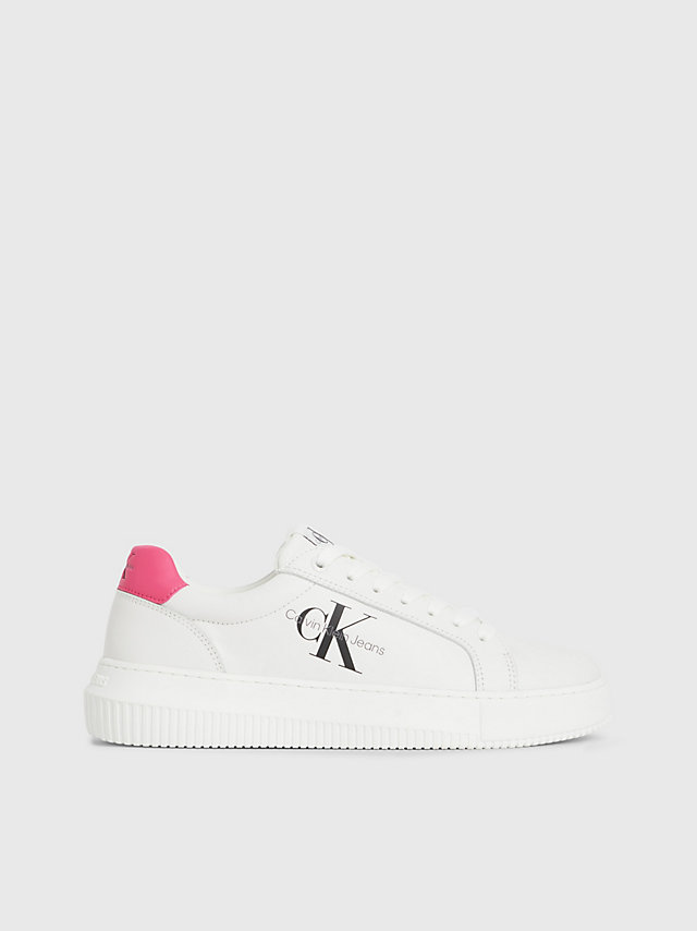 White/raspberry Sorbet Leather Trainers undefined women Calvin Klein