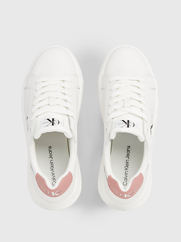 bright white/whisper pink leren sneakers voor dames - calvin klein jeans
