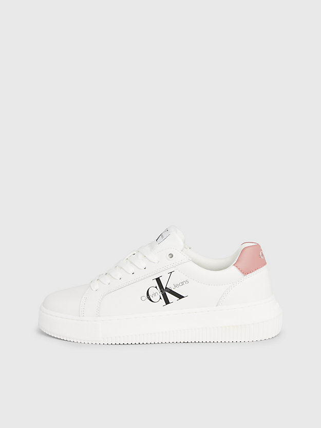 bright white/whisper pink leather trainers for women calvin klein jeans