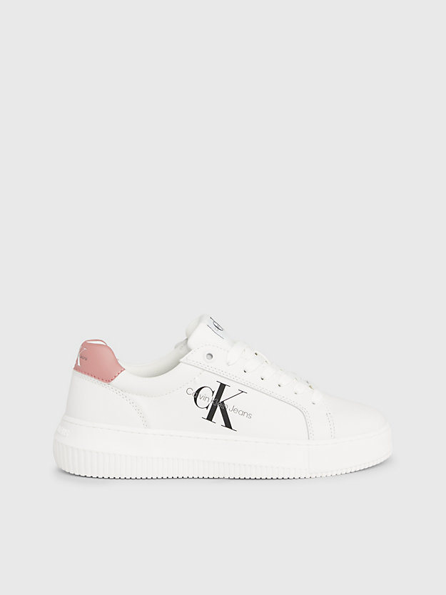 sneaker in pelle bright white/whisper pink da donne calvin klein jeans