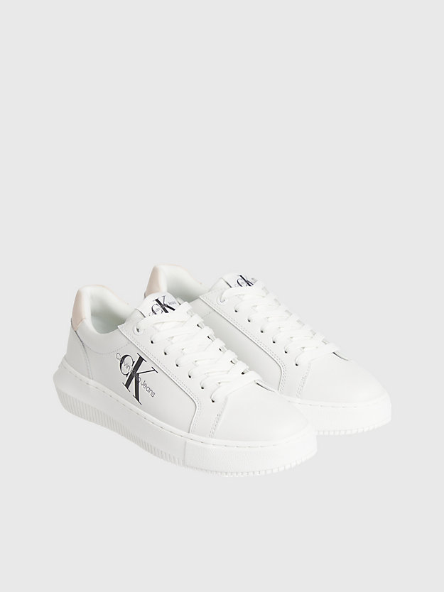 WHITE/PEACH Leather Trainers for women CALVIN KLEIN JEANS