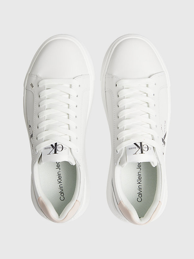 WHITE/PEACH Leather Trainers for women CALVIN KLEIN JEANS