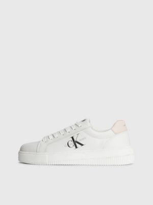 WHITE/PEACH Sneaker in pelle da donna CALVIN KLEIN JEANS