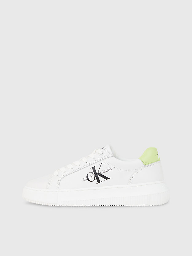 bright white/exotic mint leather trainers for women calvin klein jeans