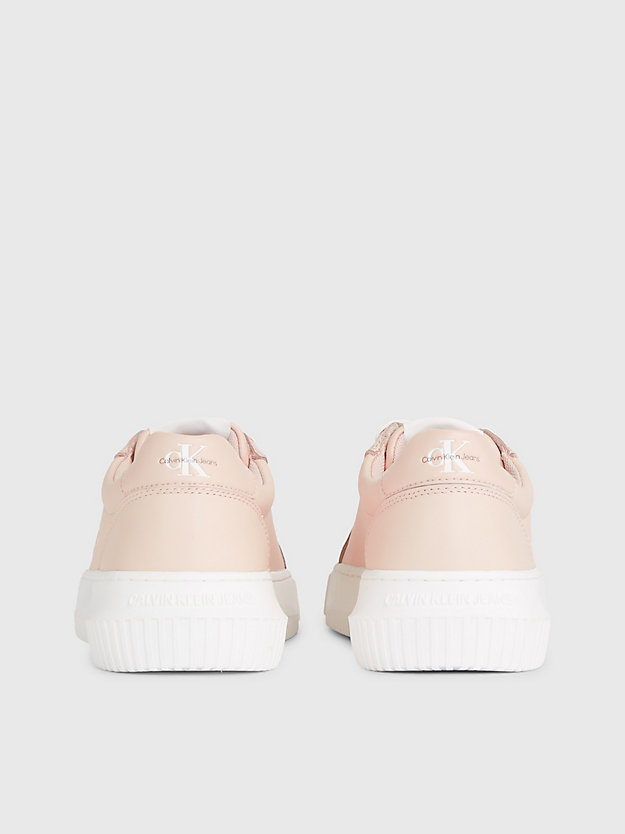 whisper pink/dew leather trainers for women calvin klein jeans