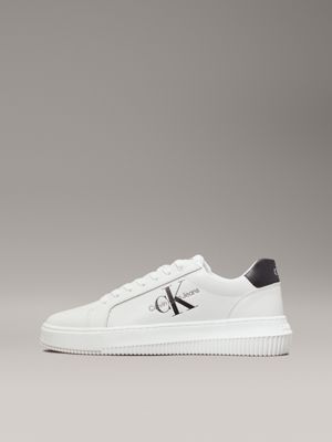 bright white/black leather trainers for women calvin klein jeans