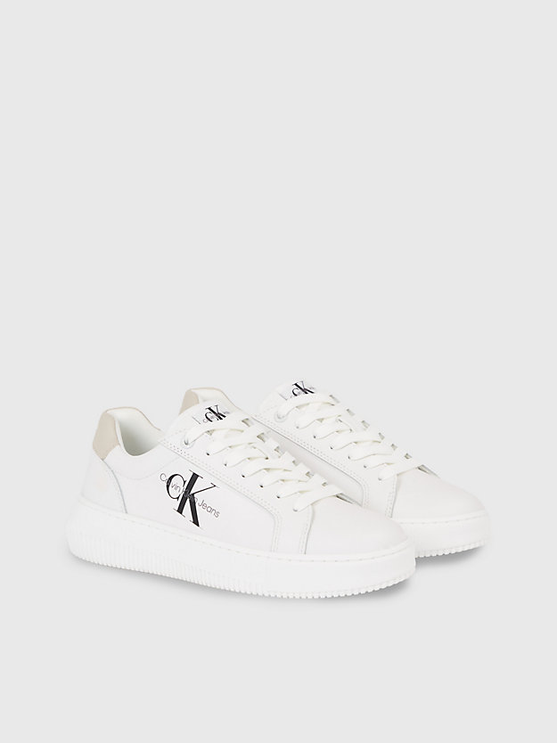 bright white/eggshell leather trainers for women calvin klein jeans