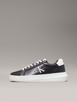 Calvin klein deals black leather trainers