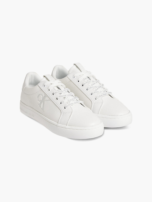 TRIPLE WHITE Leather Trainers for women CALVIN KLEIN JEANS