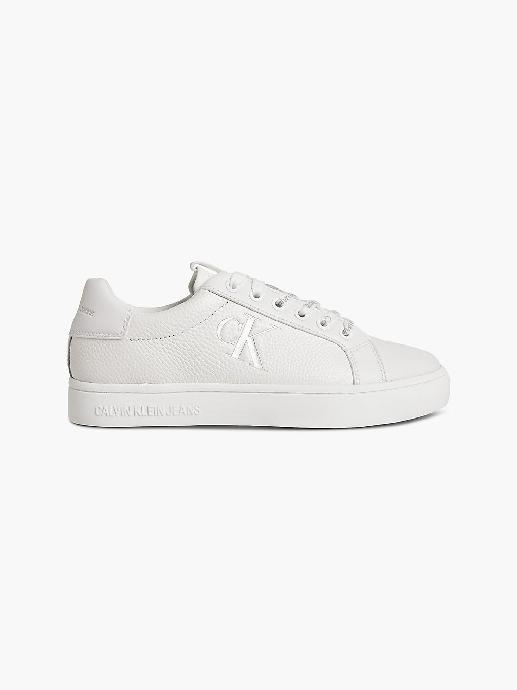 TRIPLE WHITE Leather Trainers undefined women Calvin Klein