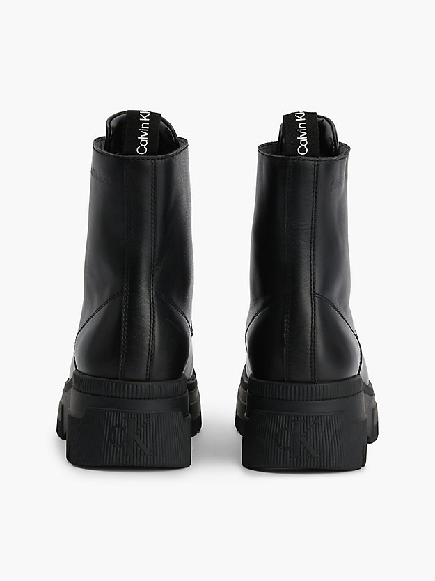 BLACK Leather Chunky Platform Boots for women CALVIN KLEIN JEANS