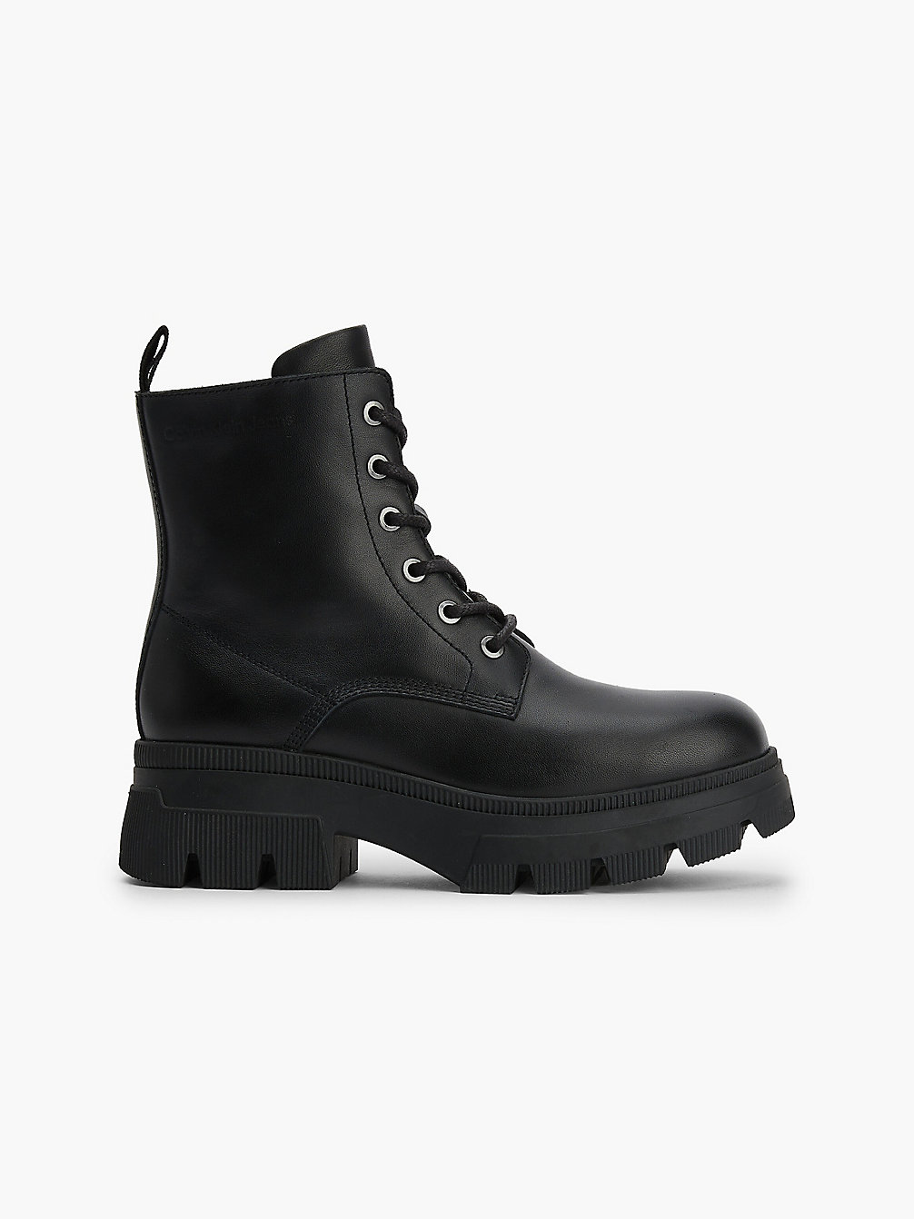 BLACK Chunky Leder-Boots Mit Plateau-Sohle undefined Damen Calvin Klein