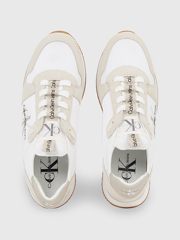 bright white/creamy white/eggshell twill sneakers voor dames - calvin klein jeans