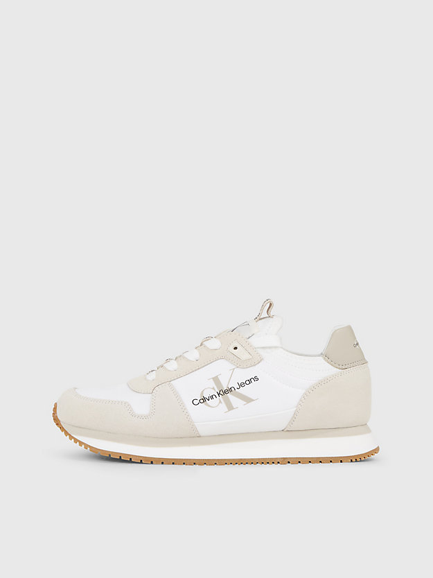 bright white/creamy white/eggshell twill sneakers voor dames - calvin klein jeans