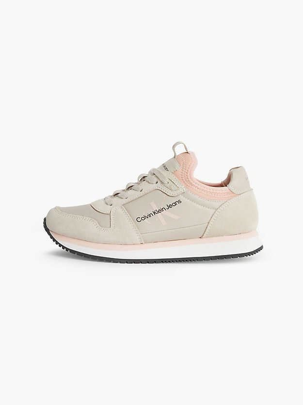 EGGSHELL/PINK BLUSH Suede Trainers for women CALVIN KLEIN JEANS