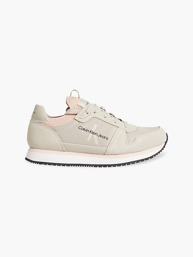 EGGSHELL/PINK BLUSH Suede Trainers for women CALVIN KLEIN JEANS