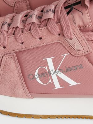 ash rose/bright white suede trainers for women calvin klein jeans