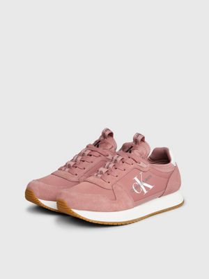 ash rose/bright white suede trainers for women calvin klein jeans