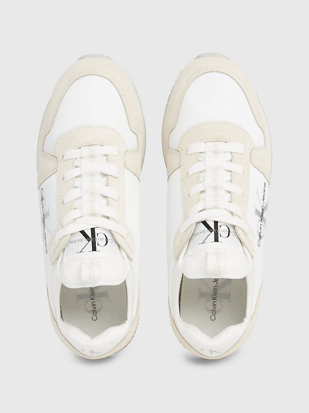 bright white/creamy white suède sneakers voor dames - calvin klein jeans