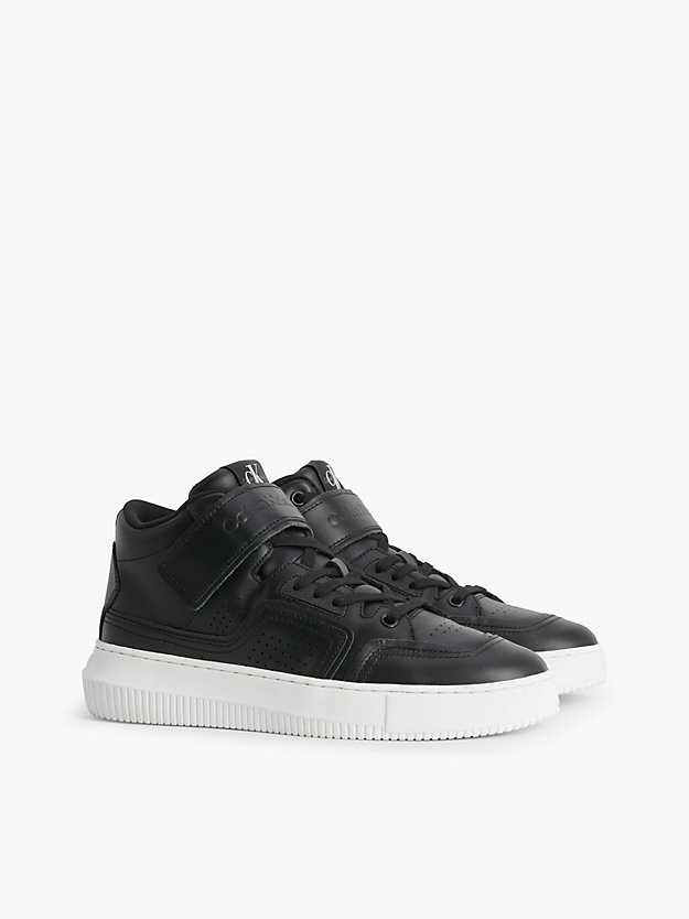 BLACK Leather High-Top Trainers for women CALVIN KLEIN JEANS