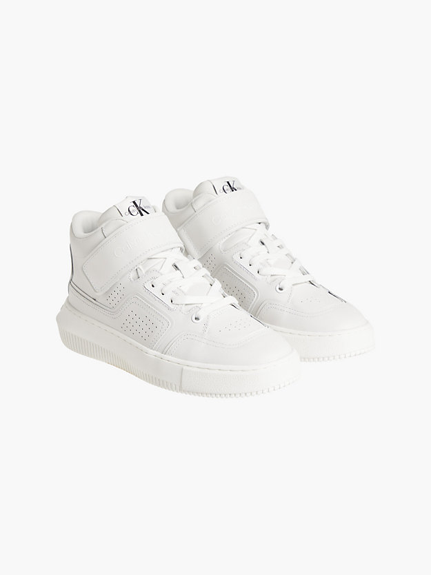 BRIGHT WHITE Leather High-Top Trainers for women CALVIN KLEIN JEANS