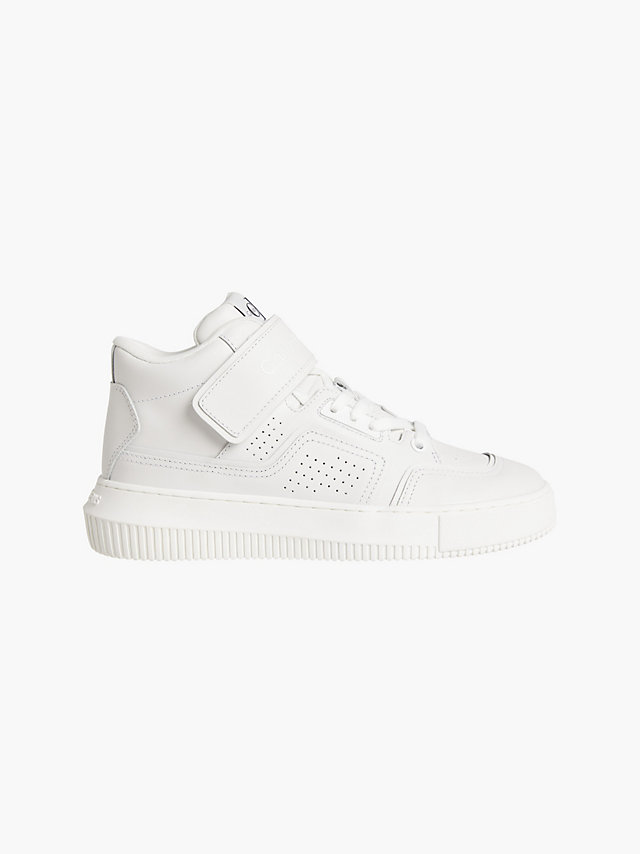 Bright White Leather High-Top Trainers undefined women Calvin Klein