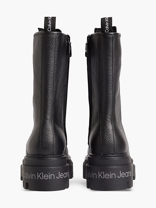 BLACK Leder-Boots mit Plateau-Sohle für Damen CALVIN KLEIN JEANS