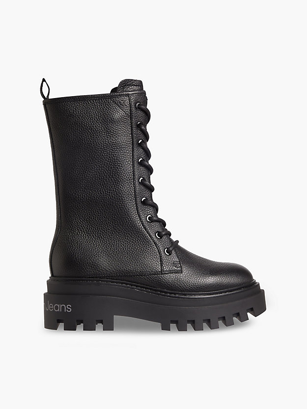 BLACK Leather Platform Boots for women CALVIN KLEIN JEANS