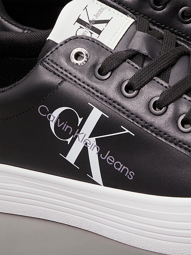black leren plateau sneakers voor dames - calvin klein jeans