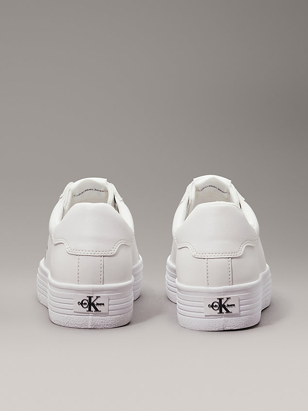 white skórzane buty sportowe na platformie dla kobiety - calvin klein jeans