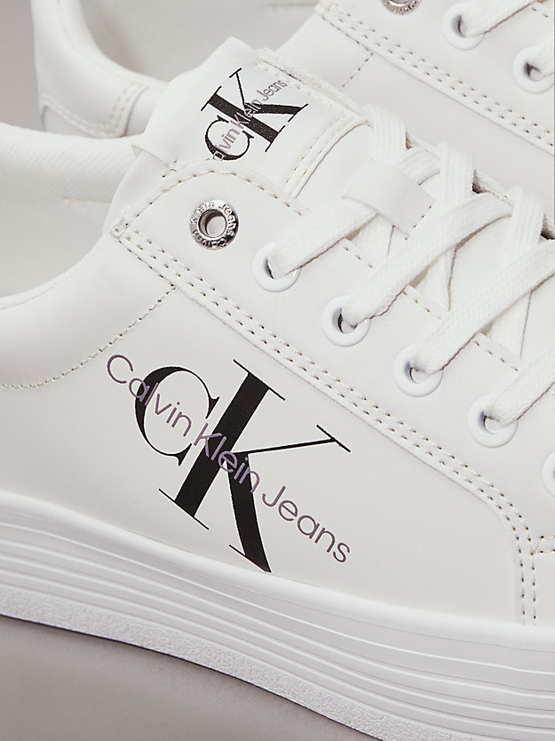 BRIGHT WHITE Leren plateau sneakers voor dames CALVIN KLEIN JEANS