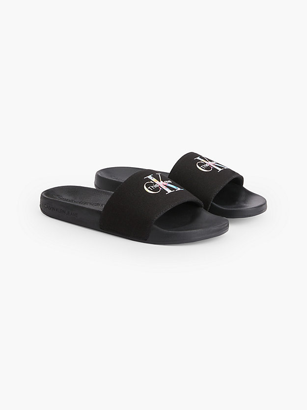 BLACK Recycled Canvas Sliders - Pride for women CALVIN KLEIN JEANS