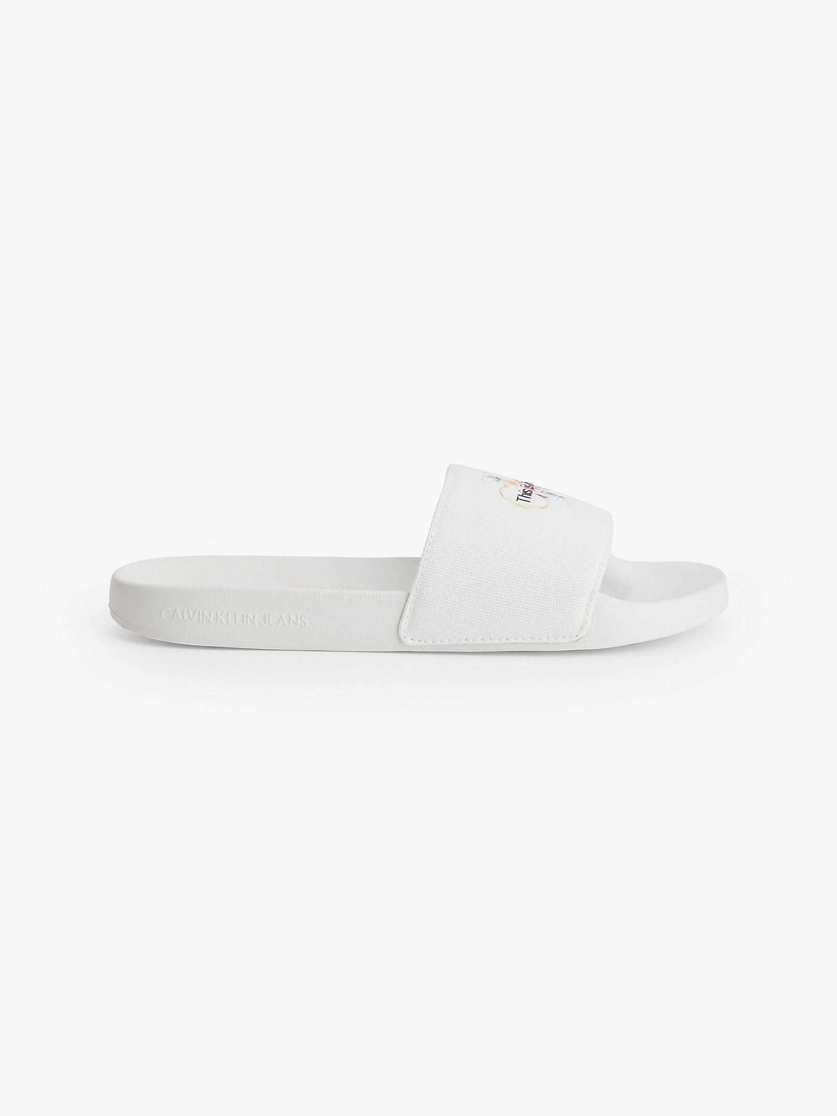 Bright White Recycelte Canvas-Slippers - Pride undefined Damen Calvin Klein