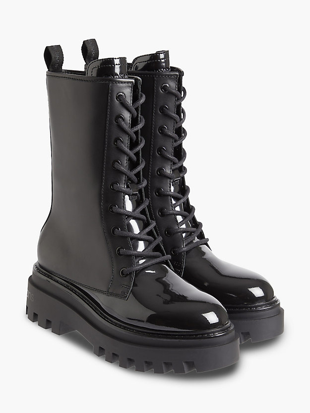 BLACK Leder-Boots mit Plateau-Sohle für Damen CALVIN KLEIN JEANS